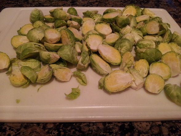 Cut the sprouts in half