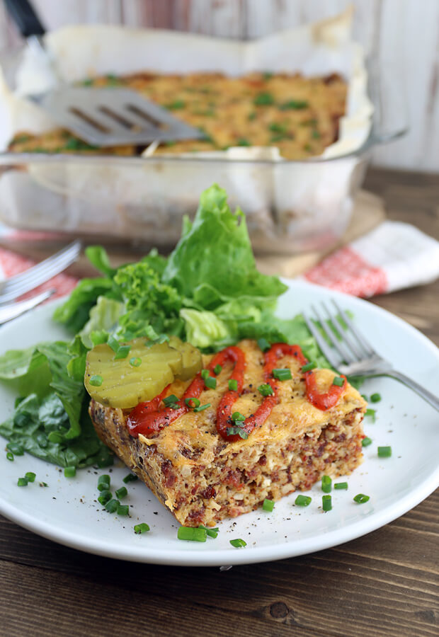 A delicious bacon cheeseburger casserole that is a perfect replacement for a salad in the colder months. Shared via //www.ruled.me/