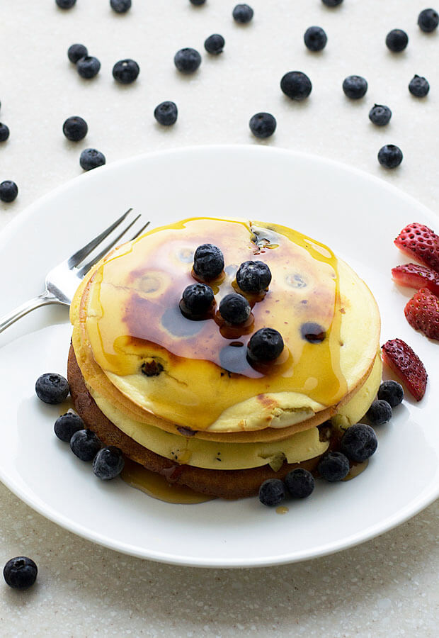 Low Carb Blueberry Ricotta Pancakes