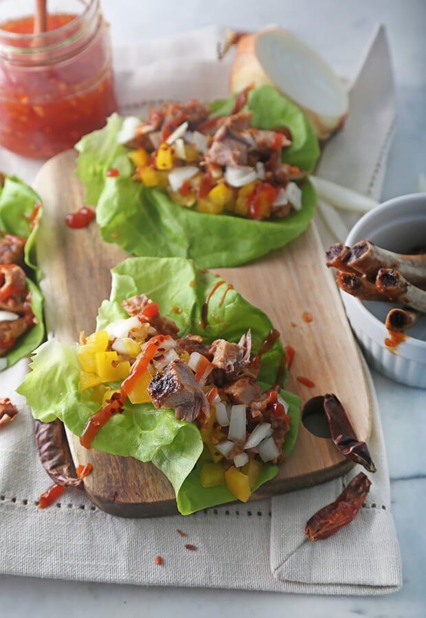 Spicy Pulled Pork Lettuce Wraps