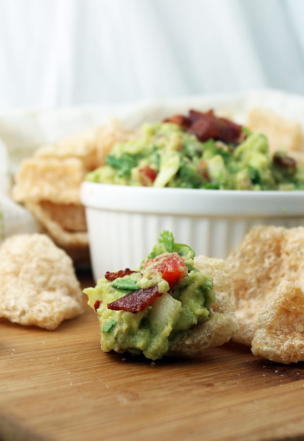 Easy, delicious, and full of healthy fats! Bacon and Roasted Garlic come together to make one awesome Guacamole. Shared via www.ruled.me/
