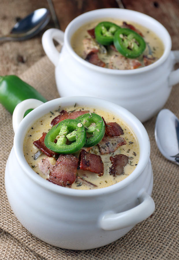Jalapeno Bacon Cheddar Soup. Mellow Spice and Full of Flavor! Shared via www.ruled.me/