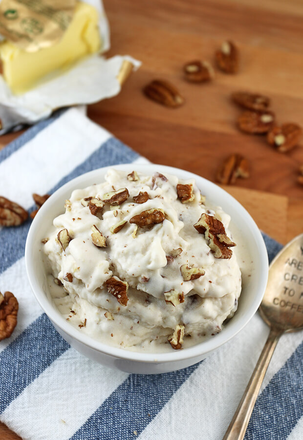 To celebrate National Ice Cream Day, I'm giving you a #keto 1.3g Net Carb Brown Butter Pecan Ice Cream! Shared via www.ruled.me/