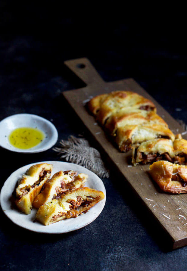 Prosciutto, Caramelized Onion, and Parmesan Braid