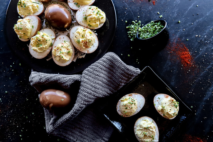 Soy Sauce Marinated Deviled Eggs