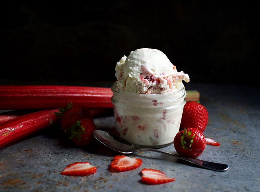 Strawberry Rhubarb Swirl Ice Cream