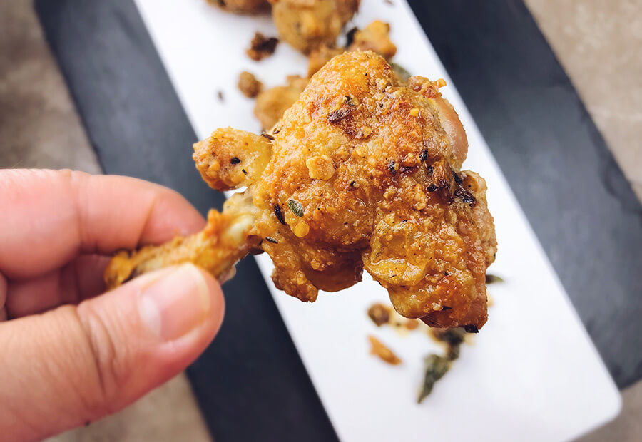 Salted Egg Yolk and Curry Leaf Oven Baked Chicken Lollipop