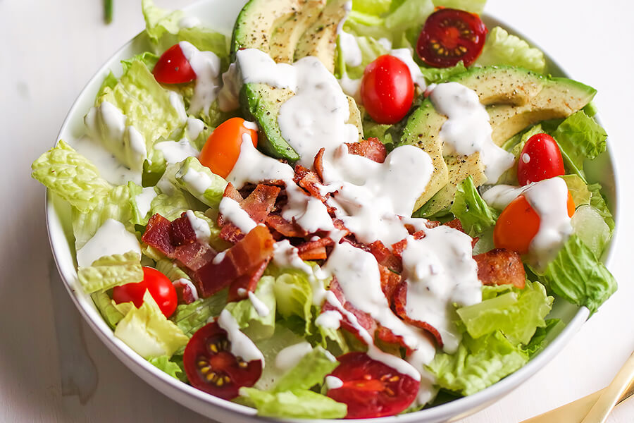 Avocado BLT Salad with Sweet Onion Bacon Ranch Dressing