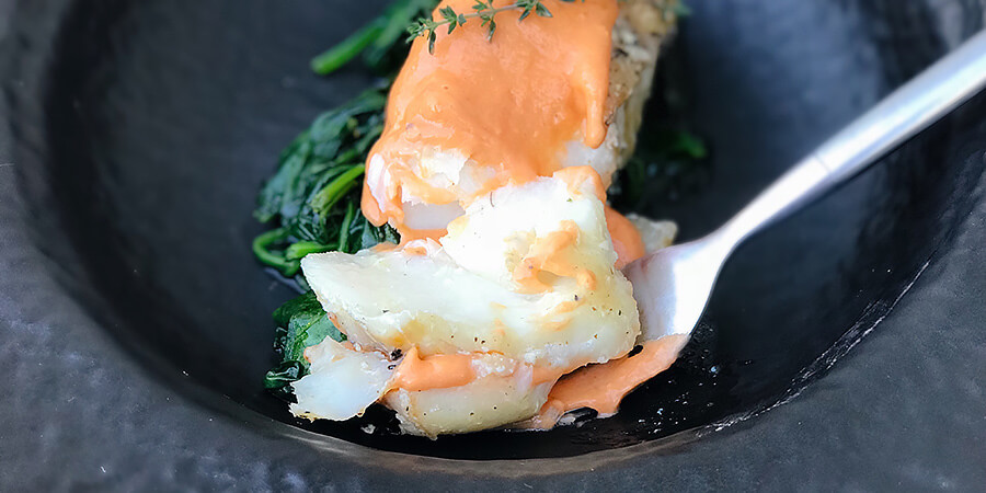 Pan Seared Cod with Tomato Hollandaise