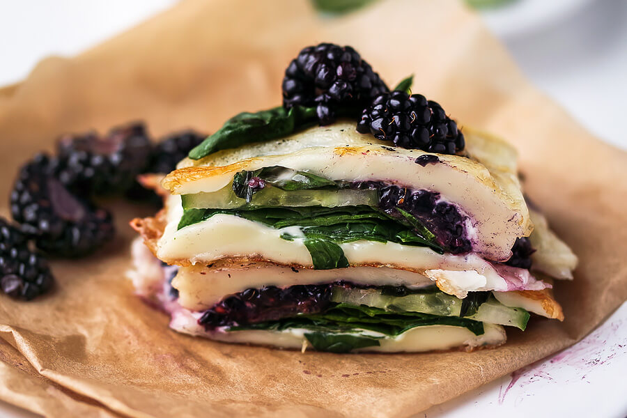 Blackberry, Basil and Spinach Pressed Halloumi
