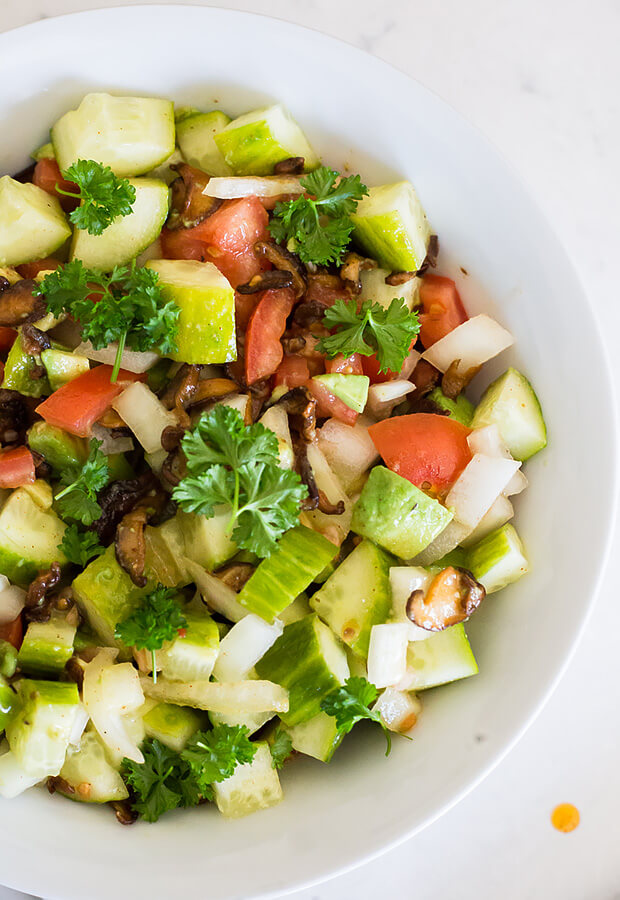 Vegan Cucumber and ‘Bacon’ Side Salad