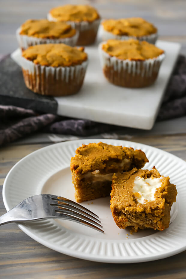 Keto Pumpkin Muffins with Cream Cheese Filling