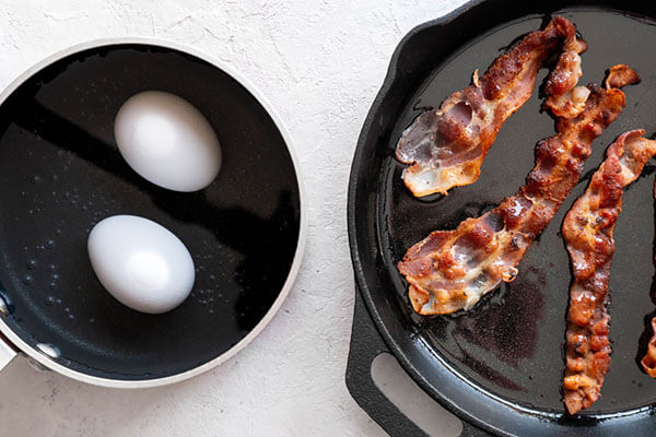 Crisp bacon and boiled egg.