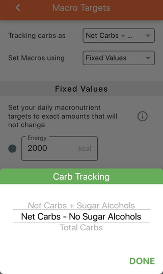 type of carbs you want to track