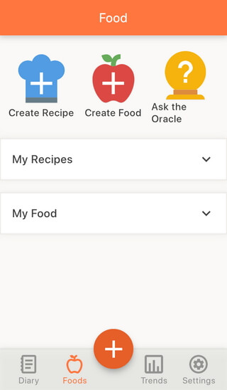 tap the “Foods” icon