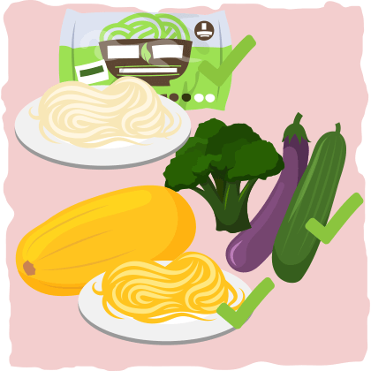 Italian pasta → Low-carb vegetables, shirataki noodles, or homemade keto noodles