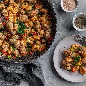 Shrimp and Sausage Skillet Featured