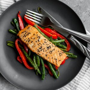 Asian Salmon and Green Bean Sheet Pan Featured