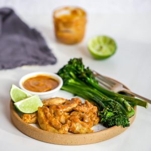 Chicken Satay with Broccolini Featured