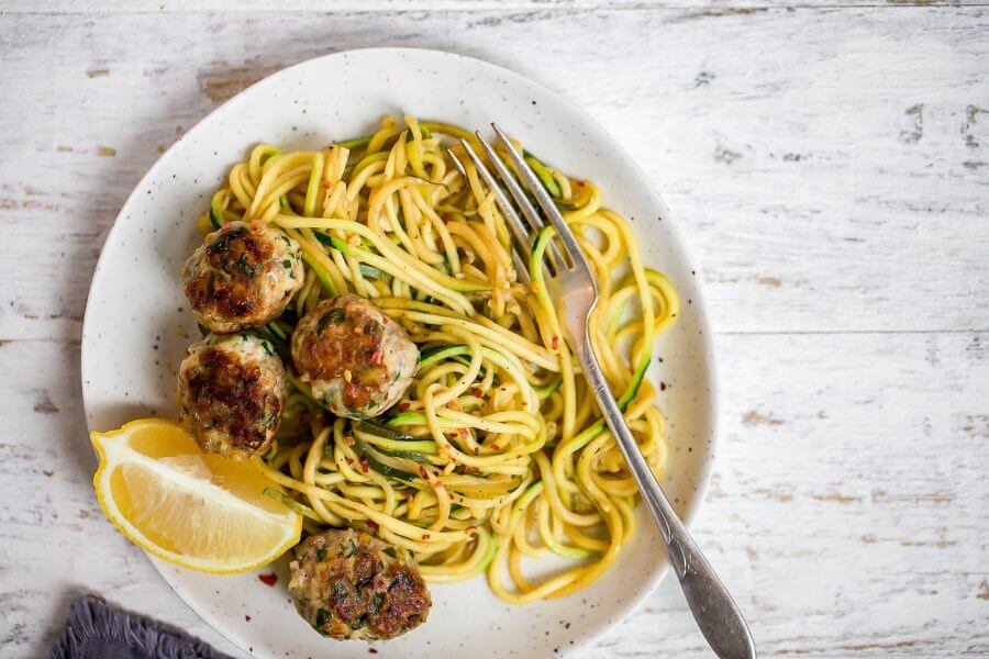 Garlic Butter Meatballs with Lemon Zoodles