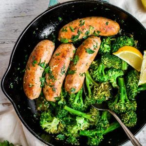 Sausage and Garlic Butter Broccoli Featured