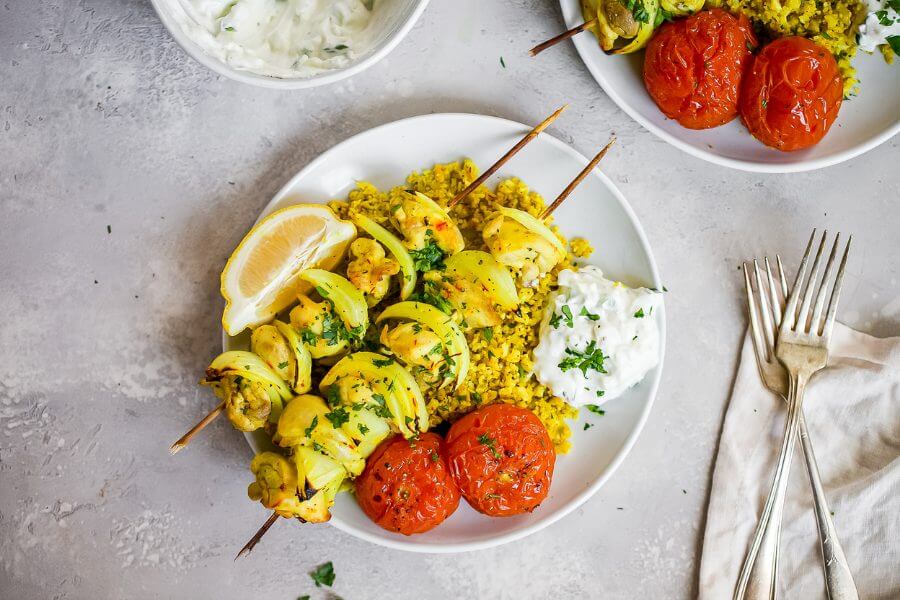 Keto Middle Eastern Skewers with Cauliflower Rice