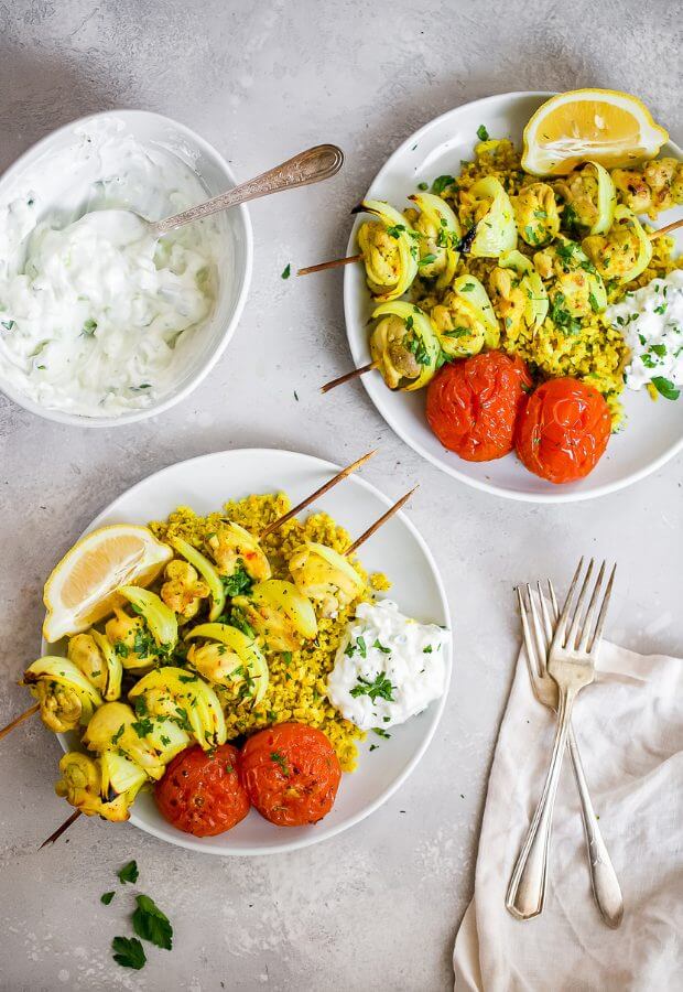 Keto Middle Eastern Skewers with Cauliflower Rice - Ruled Me