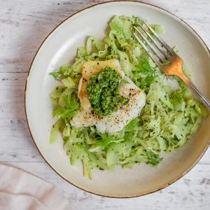 Pesto Cod with Fennel Noodles Featured