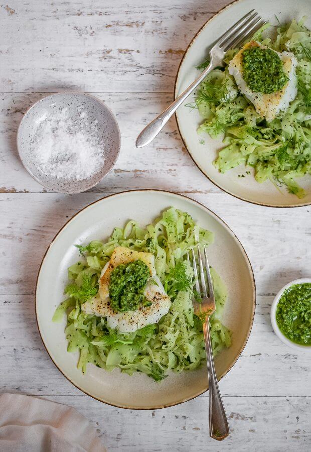 Pesto Cod with Fennel Noodles Long