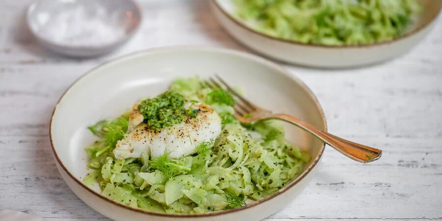 Pesto Cod with Fennel Noodles Second