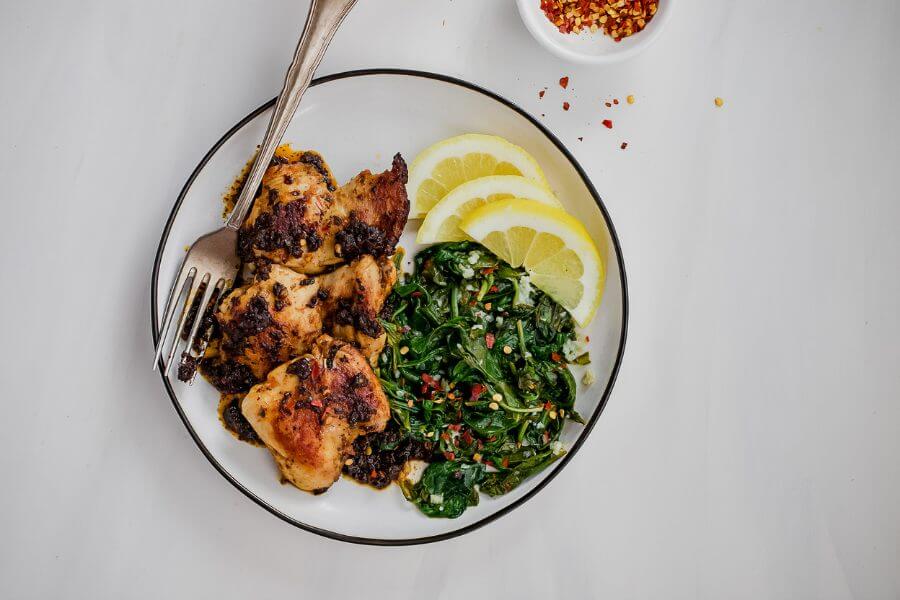 Asado Chicken with Spinach Featured