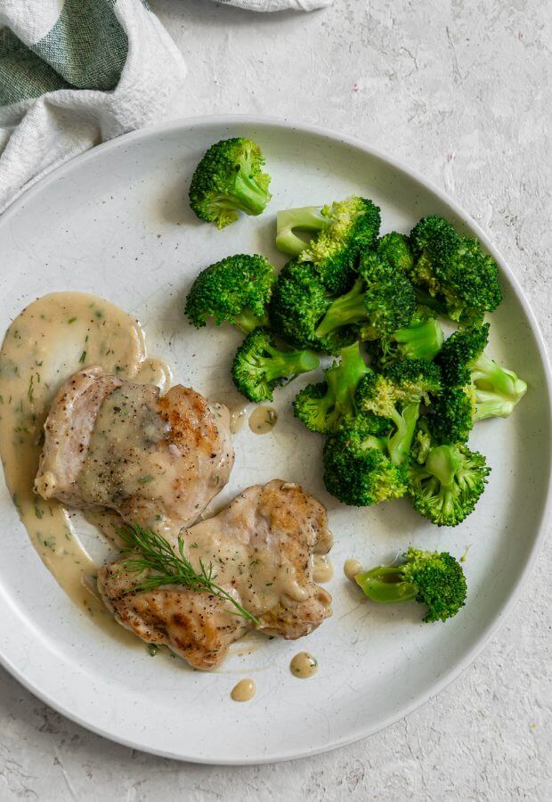 Keto Chicken &amp; Broccoli with Dill Sauce Long