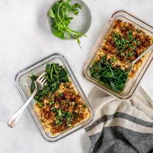 Chorizo, Spinach, & Cauliflower Rice Bowl Featured