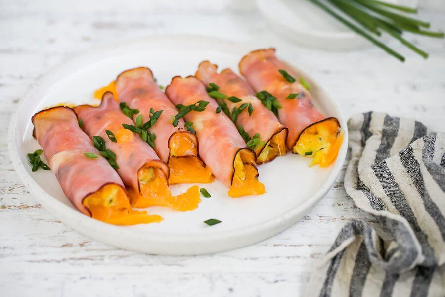 Keto Baked Ham and Cheese Rollups Featured