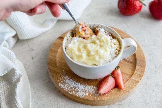 Keto Strawberry & Cream Mug Cake Featured