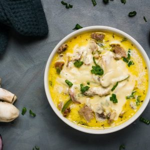 Keto Philly cheesesteak soup featured