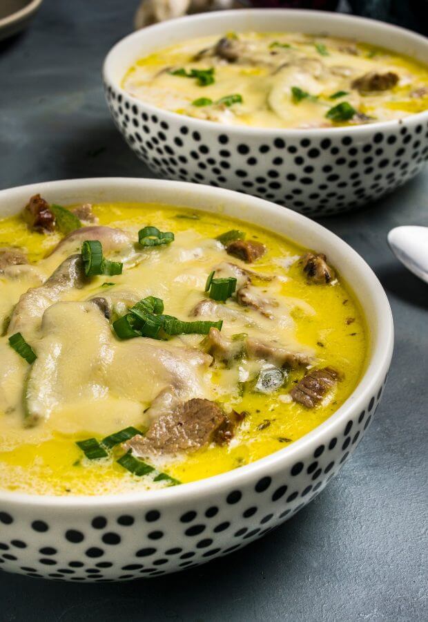 Keto Philly cheesesteak soup long