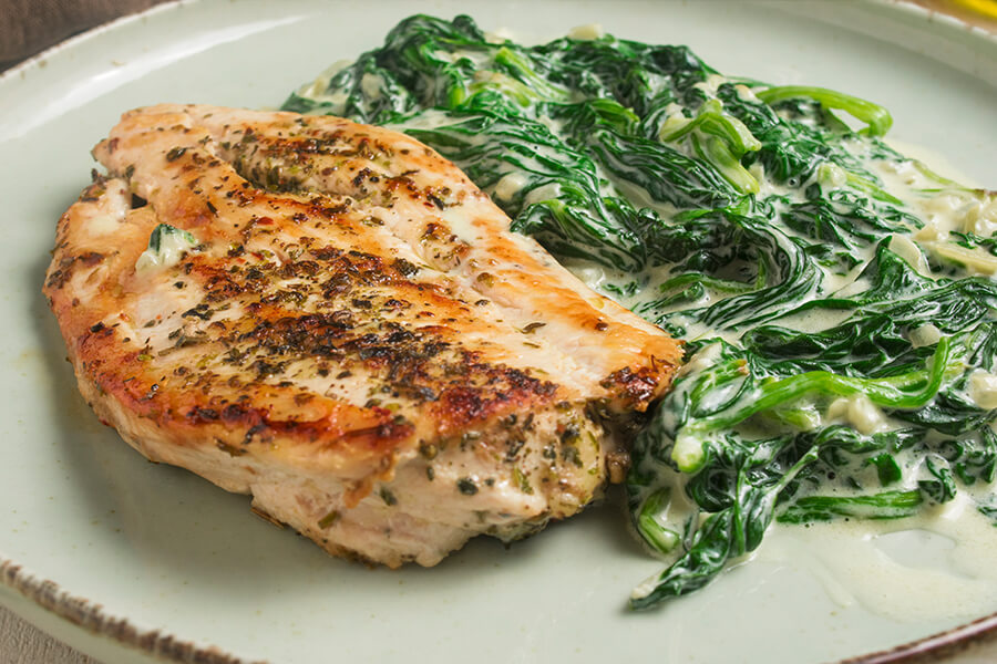 Pan-Fried Chicken with Creamed Spinach